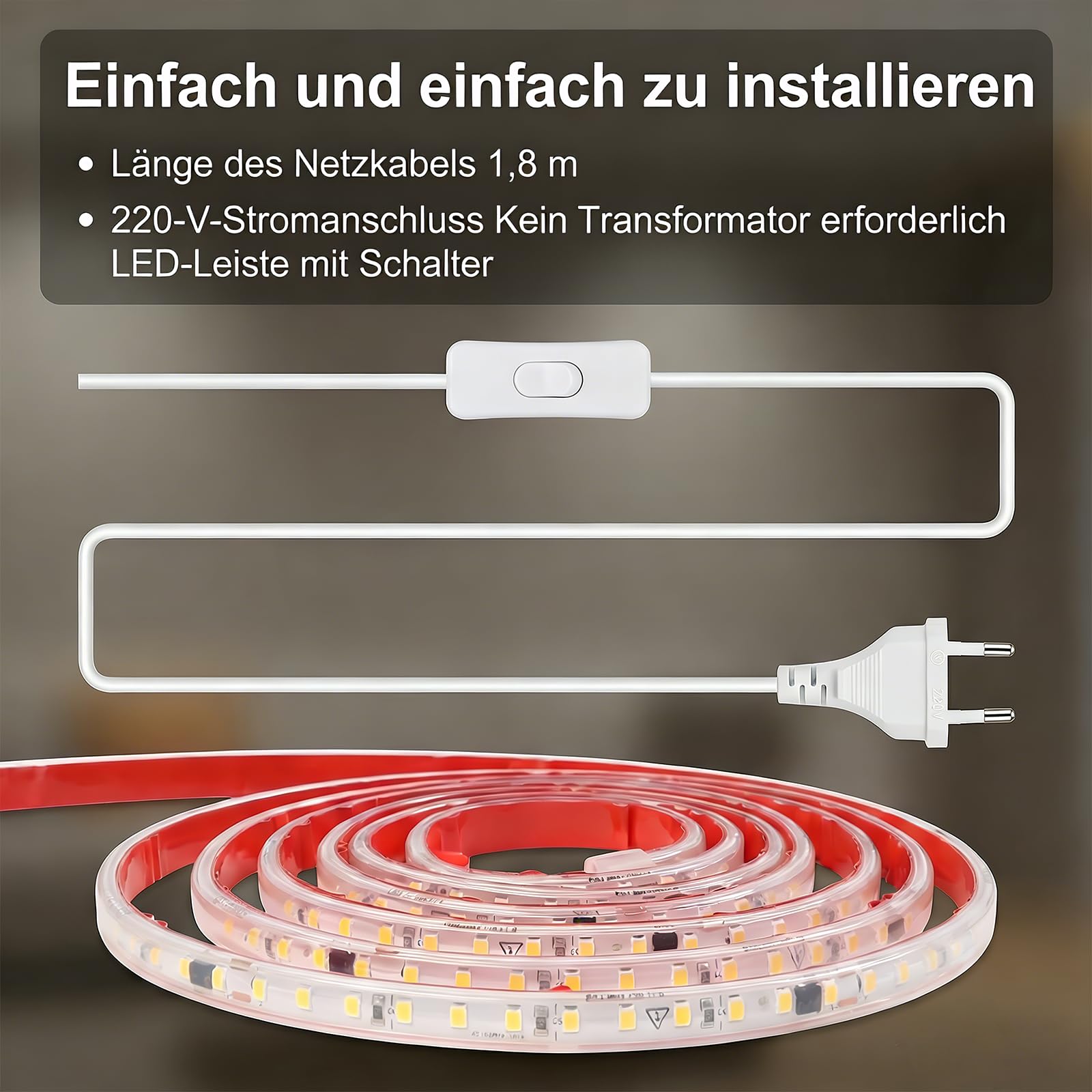 Nastro LED da 5 m, bianco freddo, 230 V, autoadesivo, SMD 2835, 120 LED/m, 230 V, per esterni e costruzione di negozi, IP67, impermeabile (bianco freddo, 5 m)