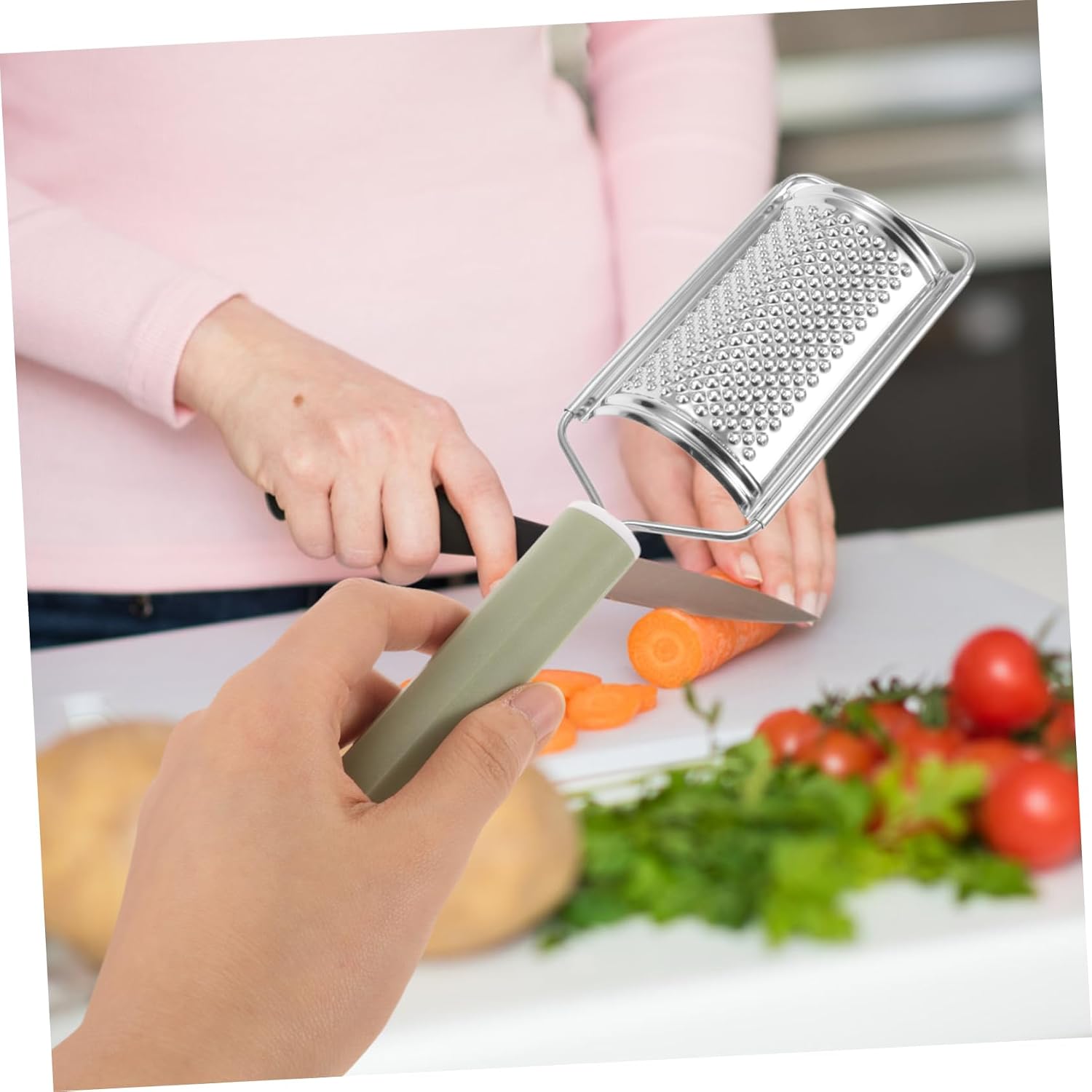 ABOOFAN 1pcs Stainless Steel Cheese Grater Pp Handle Versatile Handheld Vegetable Grater for Garlic Carrots and Cheese Easy to Clean and Dishwasher Safe Kitchen Tool for Home Use
