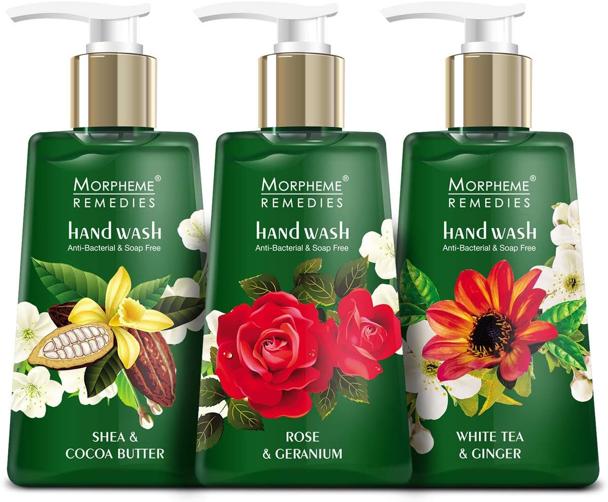 Hand Wash White Tea & Ginger + Shea & Cocoa Butter + Rose & Geranium (250ml Each)