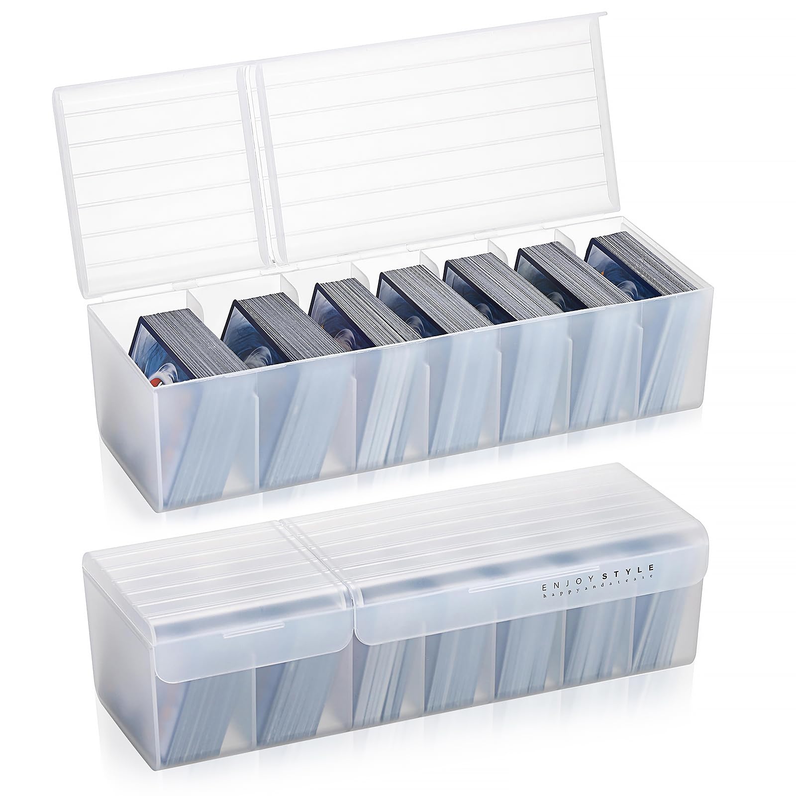 BSTKEY 2 Pack Plastic Card Divider Box Trading Card Storage Box with Lid, White High Capactiy Playing Card Organizer Sports Game Card Collector Case (Only Box)