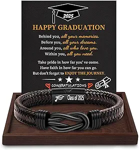 Inspirational Gifts for Men Morse Code Bracelets Mens Bracelets Graduation Gifts for Him Fathers Day Adjustable Leather Bracelet Motivational Birthday Annivesary Jewelry Stocking Stuffers for Men