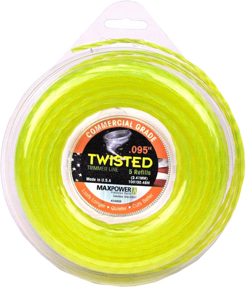 MaxPower 338808 0.095-Inch Premium Twisted Trimmer Line, 100-Foot Length, Yellow