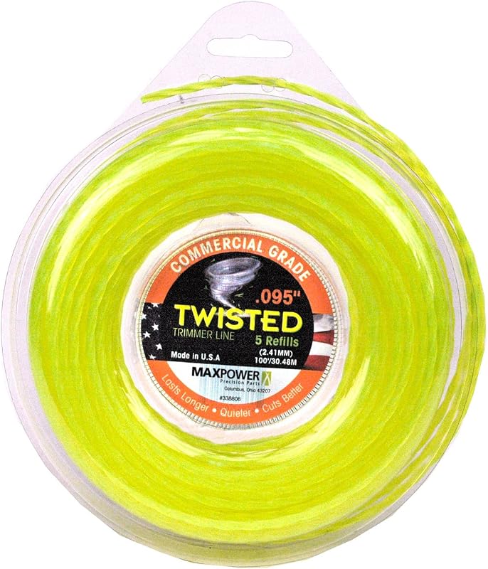 MaxPower 338808 Hilo de corte trenzado premium de 0,095 pulgadas, 100 pies de longitud, amarillo