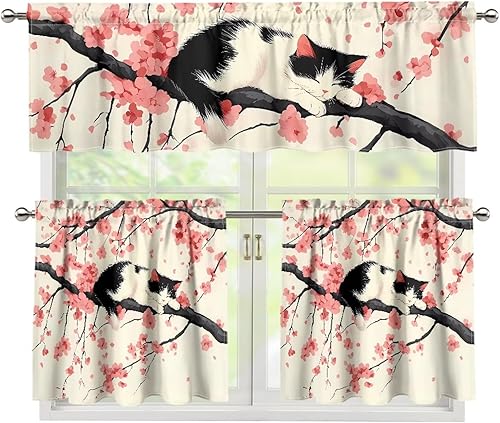 Miniatura 29 de Cortinas de Cocina con Patrón de Gallo Juego de 3 Piezas Elegante Juego de Cortinas de Cocina y Cenefas Elegante Juego de Cortinas de Sombra para