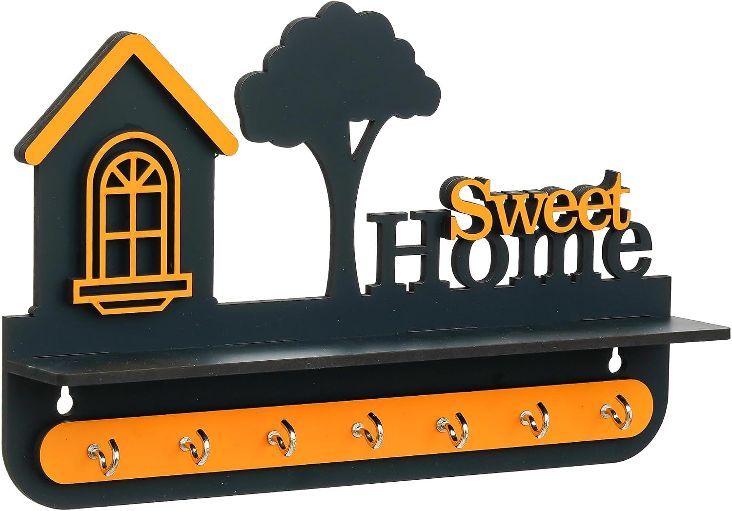 Webelkart Premium Stylish Wooden Sweet Home Keys Hanger for Wall Decor/Key Holder for Home Decoration/Key Chain for Office Decor, Key Holder for Wall (28 Cm x 18 Cm)