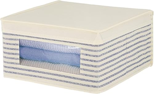 Miniatura 8 de mDesign Caja organizadora de almacenamiento apilable de tela mediana con ventana frontal y tapa, dormitorio, oficina, organización de vestíbulo,