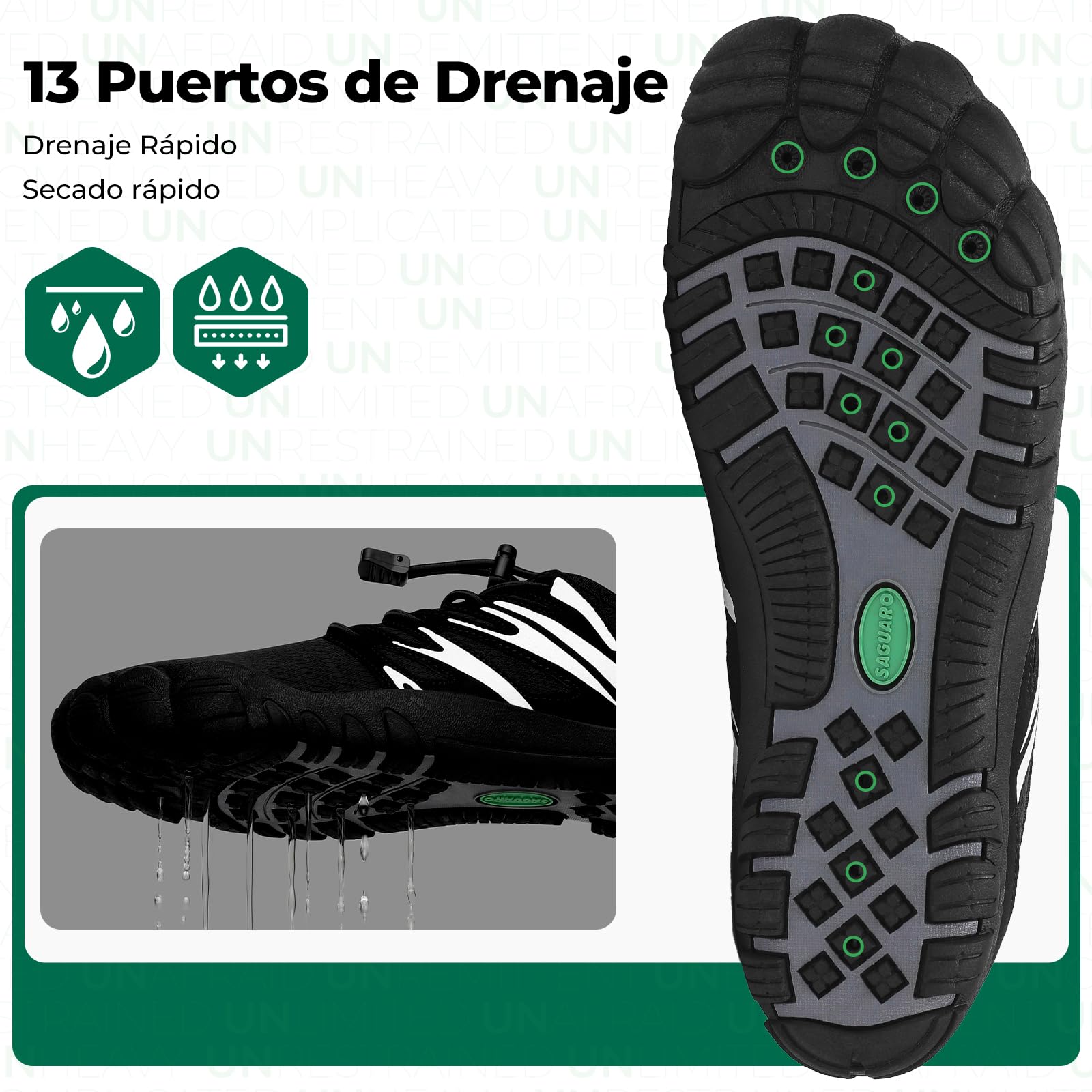 SAGUARO Zapatillas Barefoot Hombre Escarpines Transpirables Secado Rápido Antideslizantes, 39-48