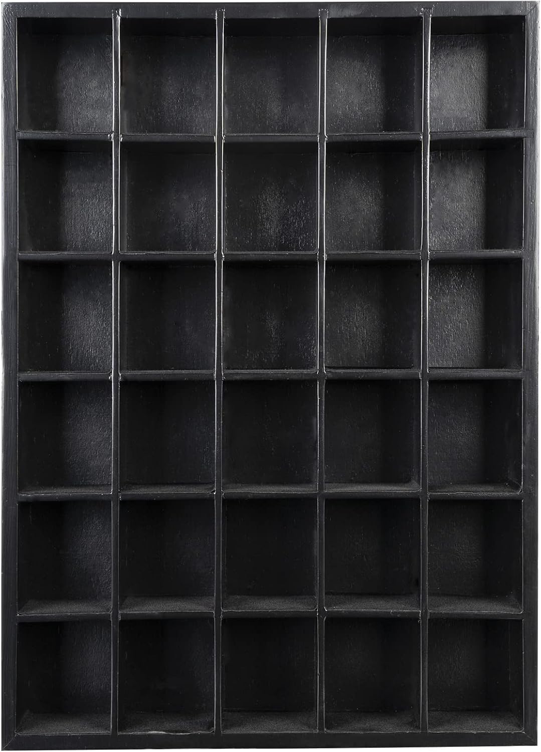Shot Glass Display Case Holds 30 Glasses 16.7 x 12.2 - 2.52 x 2.13 Openings | Black Wood