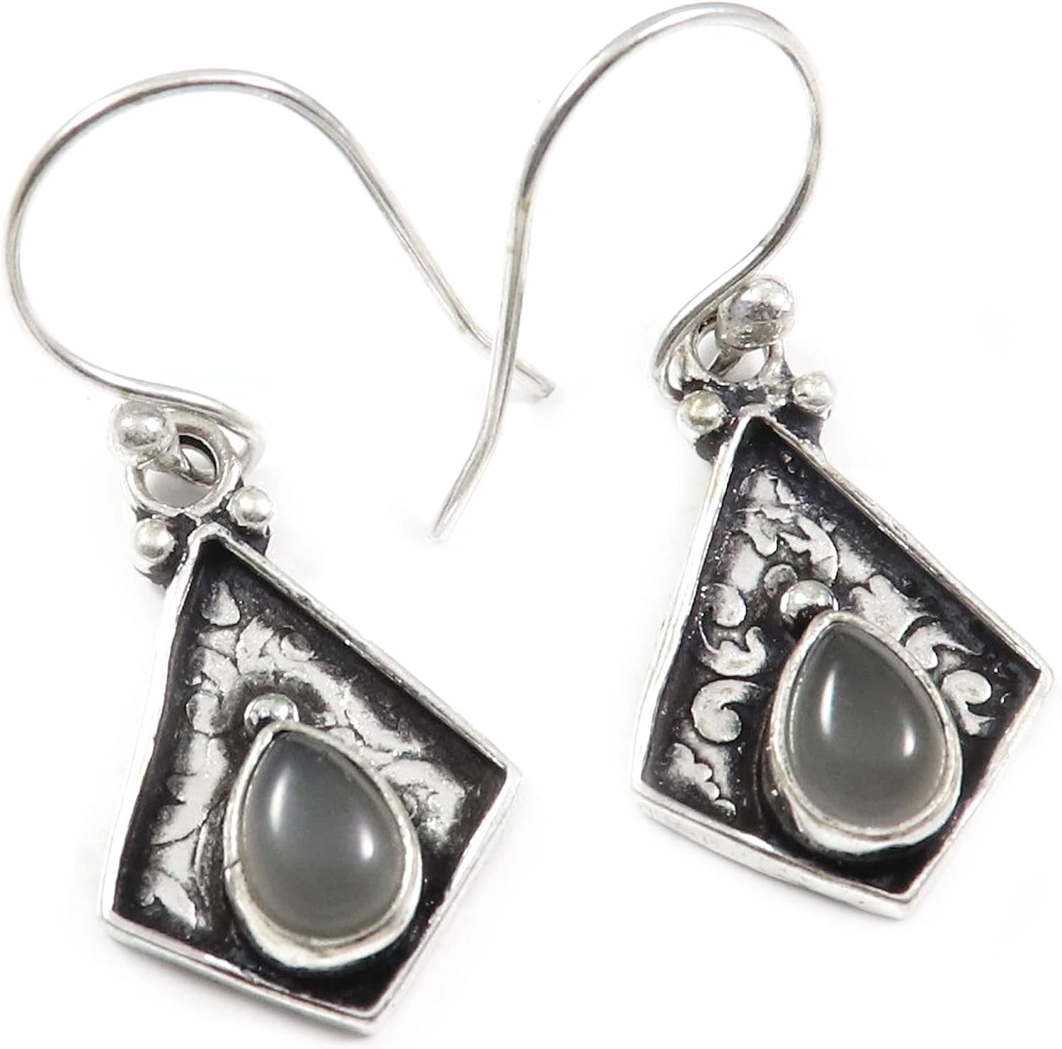 Peach Moonstone White Topaz Faceted Labradorite Gemstone 925 Sterling Silver Drop/DangleEarring Handmade Jewelry Goyal Exports SEG181