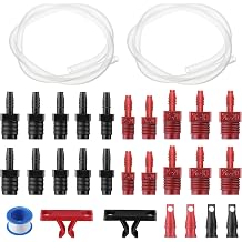 Enhon Master Cylinder Bleeder Kit Complete Brake Bleeder Kit with 22 in Clear Hose, Clip, PTFE Tape, SAE and Metric Fittings Universal Fit29 Pcs