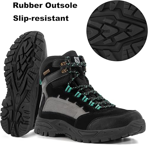 Miniatura 5 de SUADEX Botas con punta de acero para hombres y mujeres, botas de trabajo antideslizantes, botas de seguridad con punta compuesta