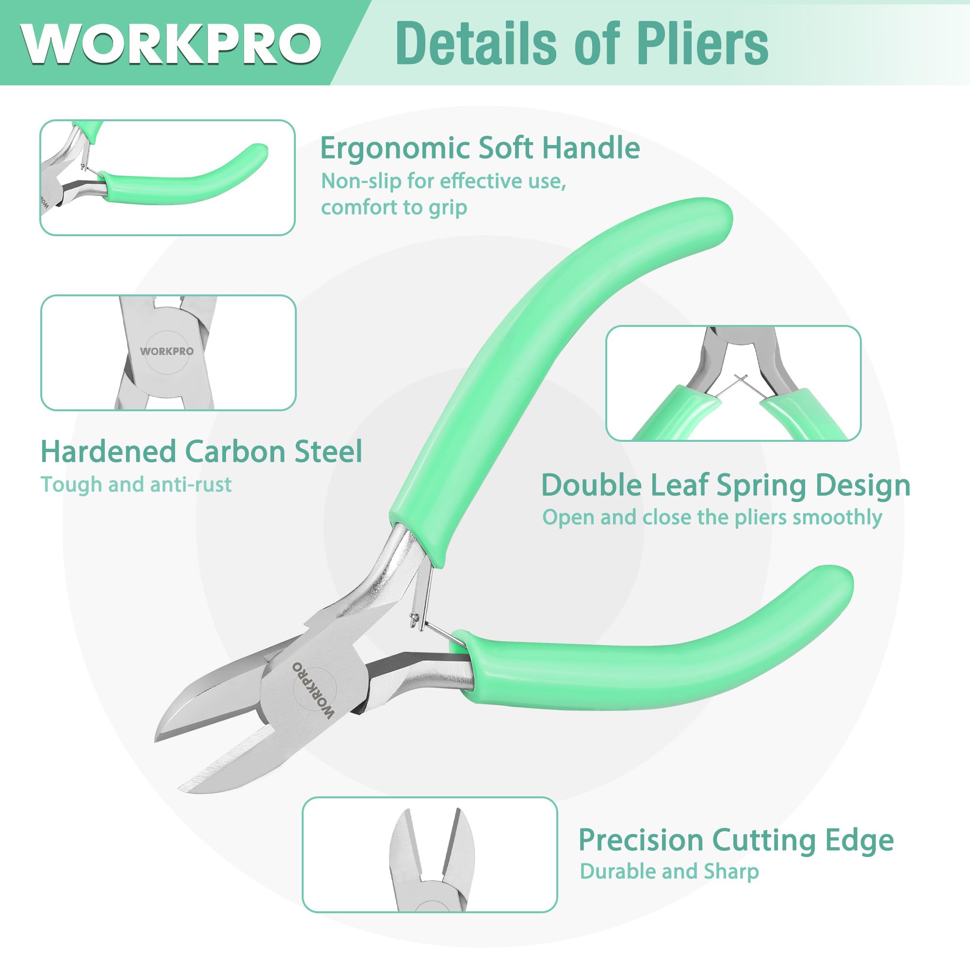 WORKPRO Jewelry Pliers Set - 3-Piece Mini Kit -4