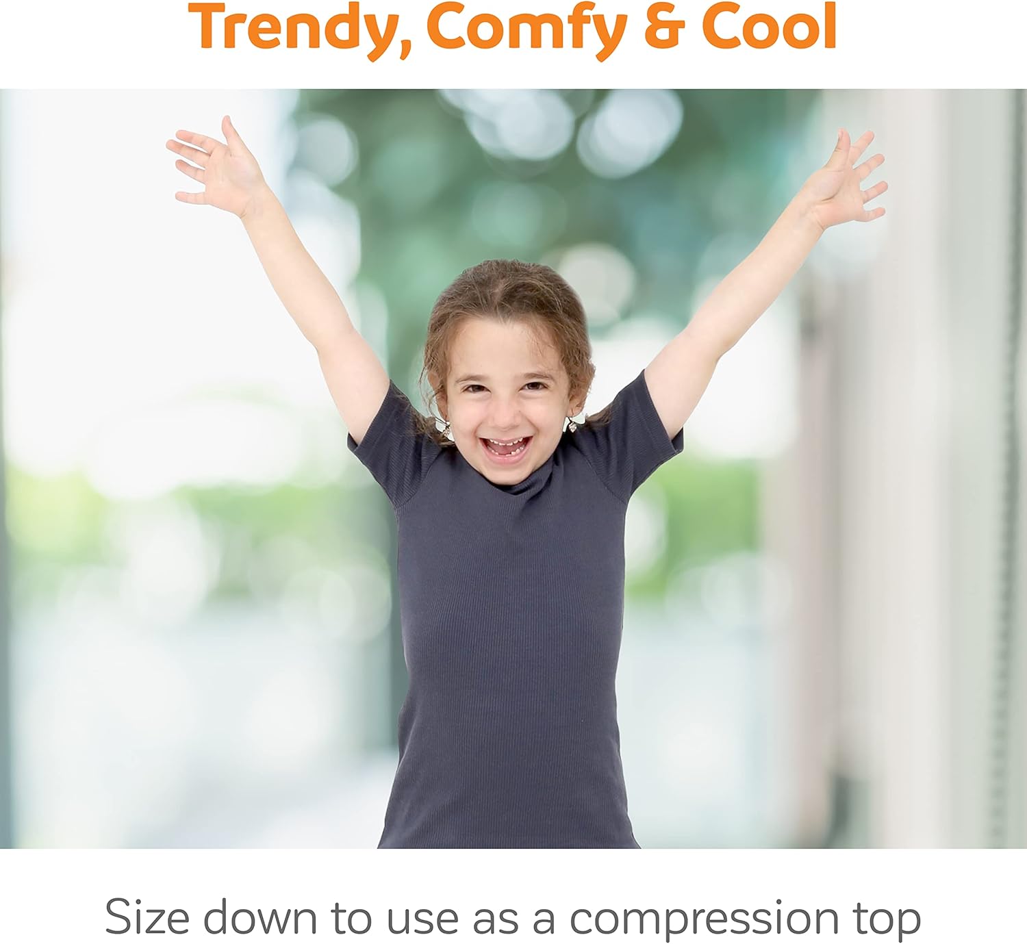 Fun and Function Ribbed Hug Tee - Long Sleeve, Gentle Compression Shirt for Boys & Girls - Sensory Shirt, Navy