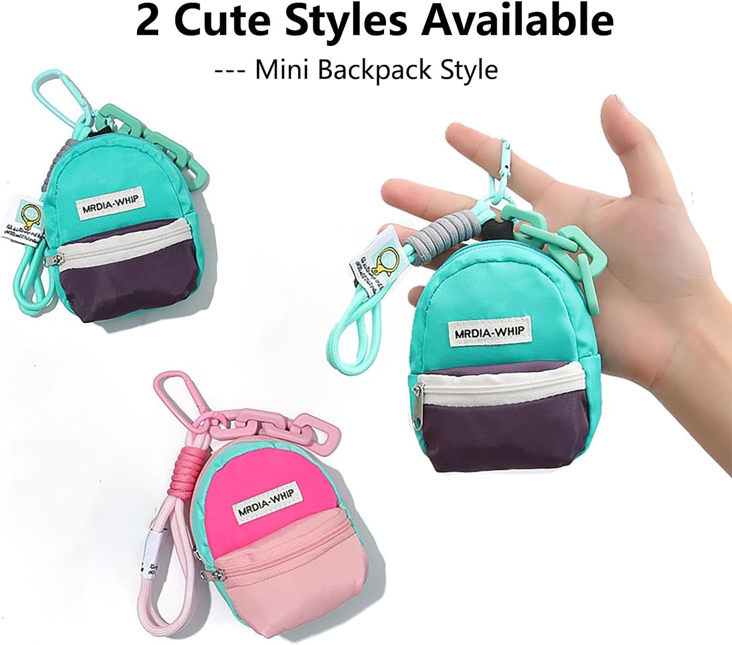 Mini Backpack Coin Purse Keychain Small Nylon Earbud Pouch with Wrist Strap