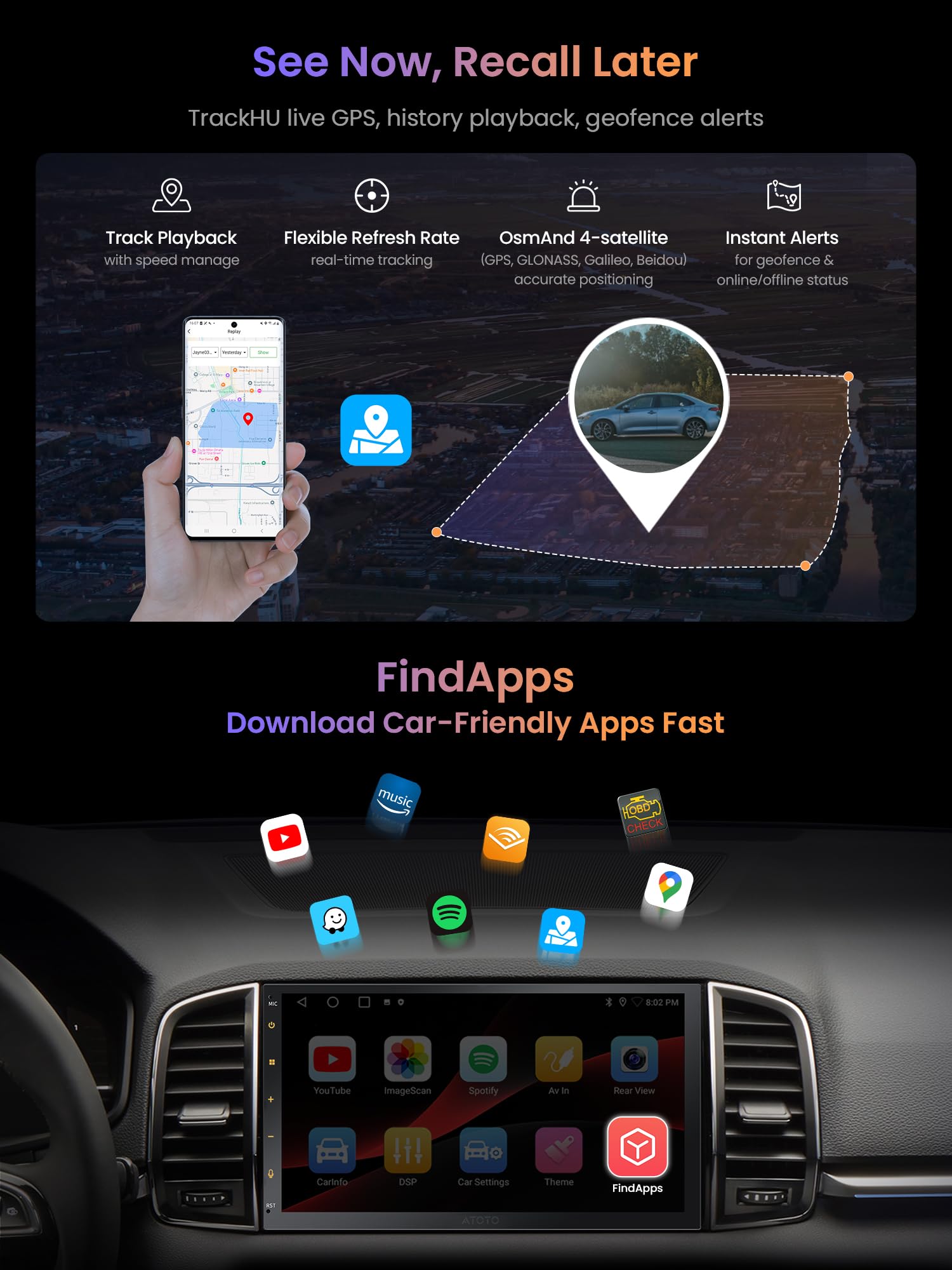 ATOTOZONE A5L Radio 2 DIN Android con CarPlay & Android Auto Inalámbrico, AI Radio para Coche Pantalla Táctil 7 Pulgadas con GPS Navi, Wi-Fi/BT/USB, DSP& EQ 24Bandas, 2G+32G