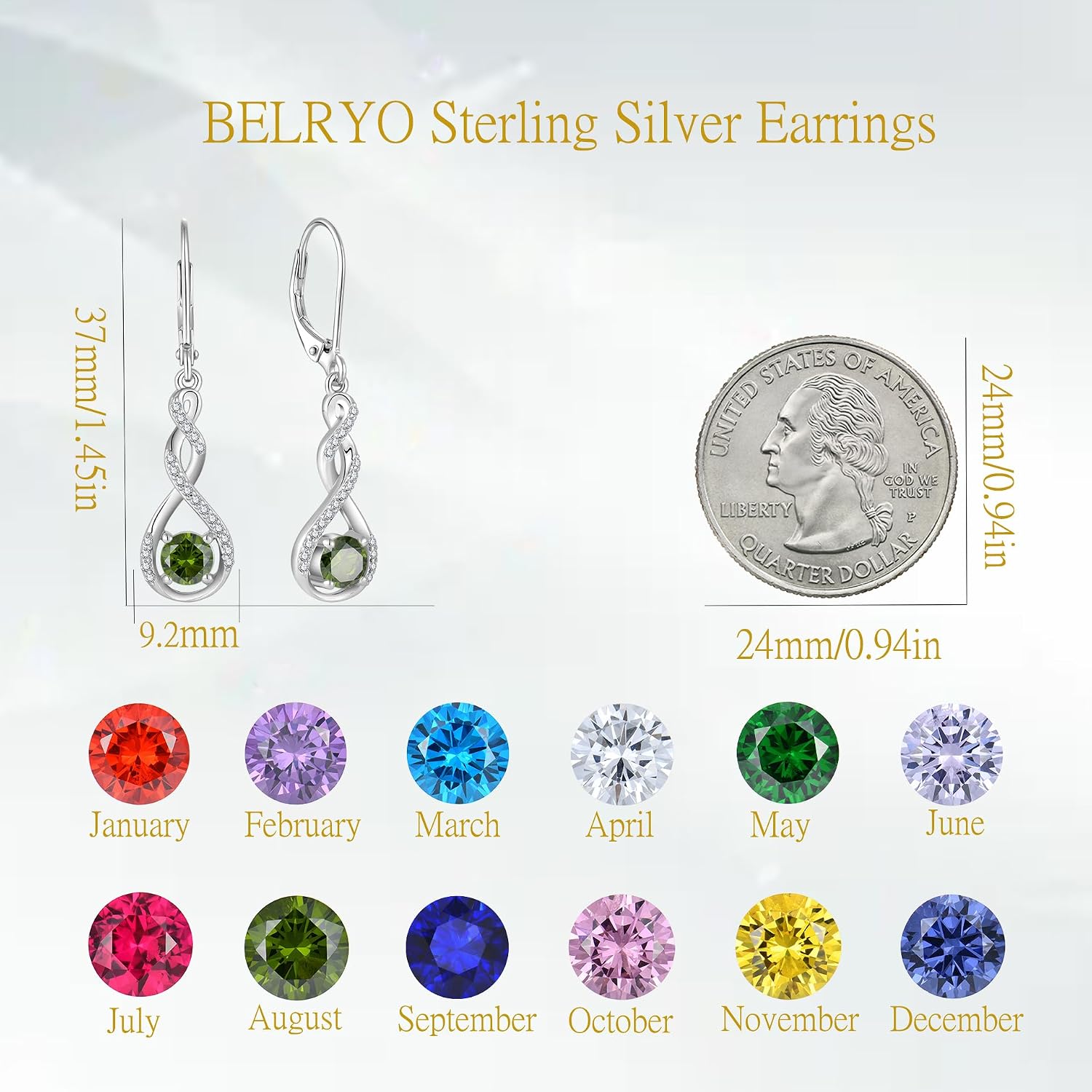 Infinity Twisted Earrings Leverback Earrings 925 Sterling Silver Cubic Zirconia Dangle Drop Earrings Christmas Gift for Women Her Wife Mother