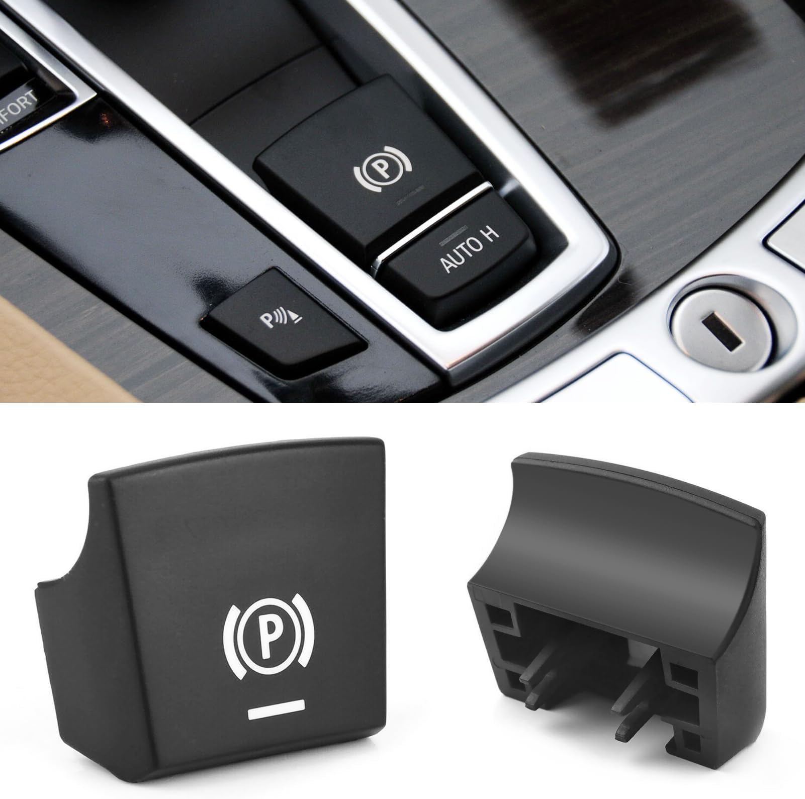 Jaronx Compatible with BMW Parking Brake Button Cover, Push Button Actuator, Black, Manual Operation Mode, F10/12/01/X3/X4/X5/X6 2015-2019