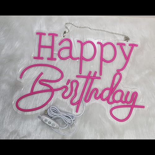Miniatura 5 de Letrero de neón LED rosa de feliz cumpleaños, luz nocturna para decoración de pared, fiesta, dormitorio, habitación, bar, boda, hogar, cumpleaños,