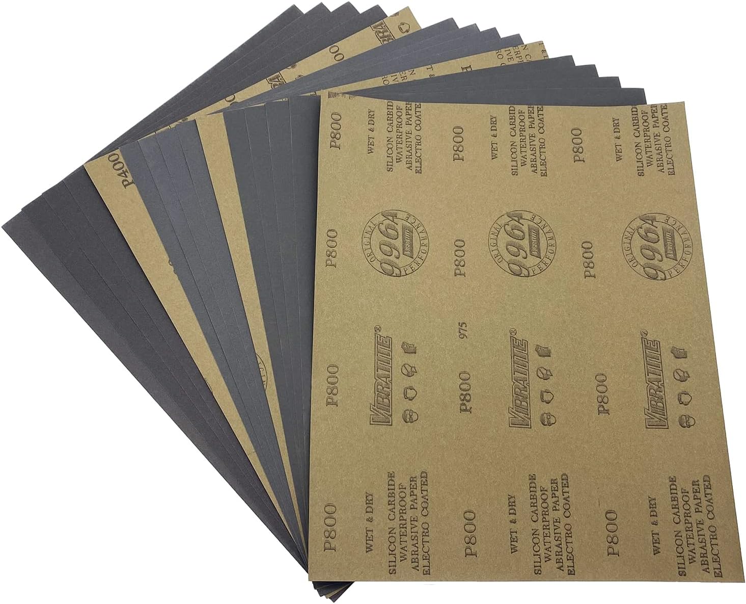 Wet Dry Sandpaper, 9 x 11 Inch Assorted Grit Sanding Sheets (400/600/800), 15PCS Premium Silicon Carbide Sand Paper for Wood Metal Ceramic or Auto Polishing and Scratches Removing