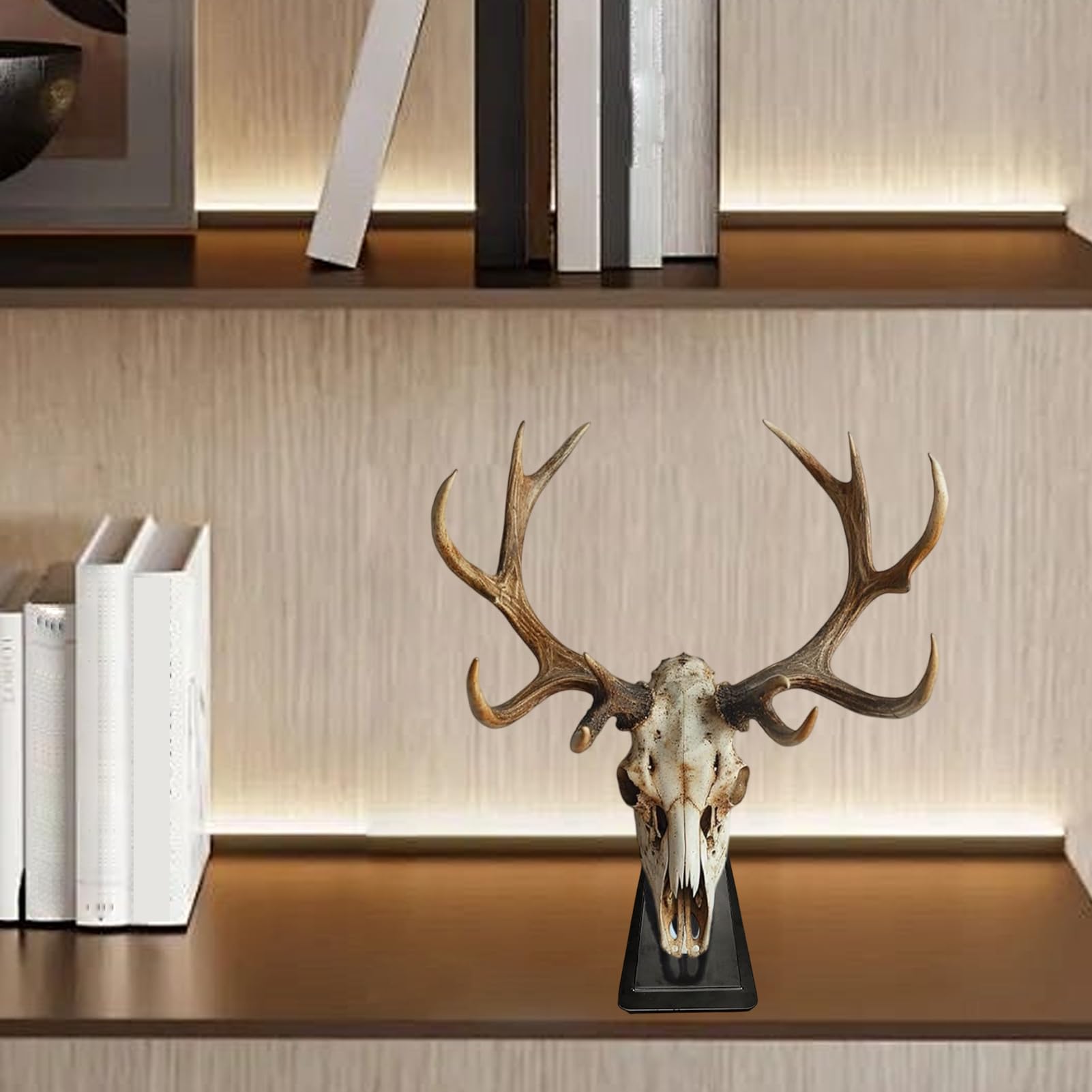 Europäischer Totenkopf-Aufhänger, 3D-Wandhaken, Hirsch-Trophäe, Knochen-Display, 29 x 10 x 21 cm, schnelle Einrichtung und stilvolle Funktionalität, verstellbarer Montageständer für