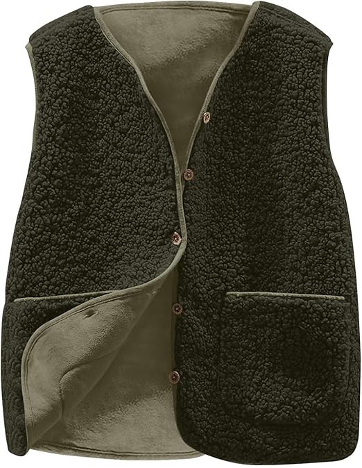 Bodywarmers Dames,Dames Bodywarmers Gewatteerd Vest Opstaande Kraag Winddicht Bruin Polar Fleece Vest Met Zakken Zip Outdoor Gilet Kerstcadeau Voor Outdoor Camping Wandelen,S