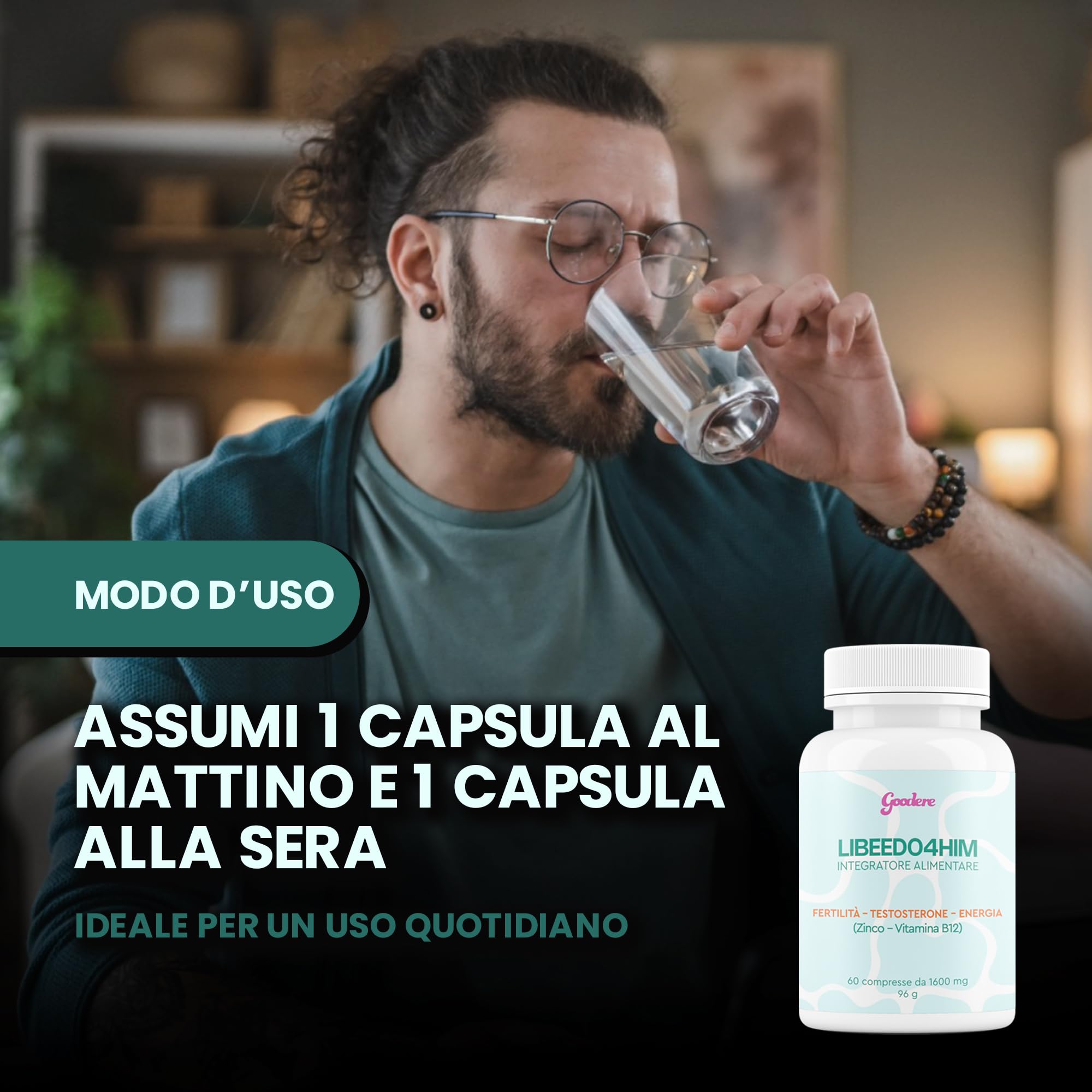 LIBEEDO4HIM - Integratori Per Uomo Con Maca Peruviana, Tribulus E Arginina – Supporto Energetico, Benessere Maschile – 60 Compresse