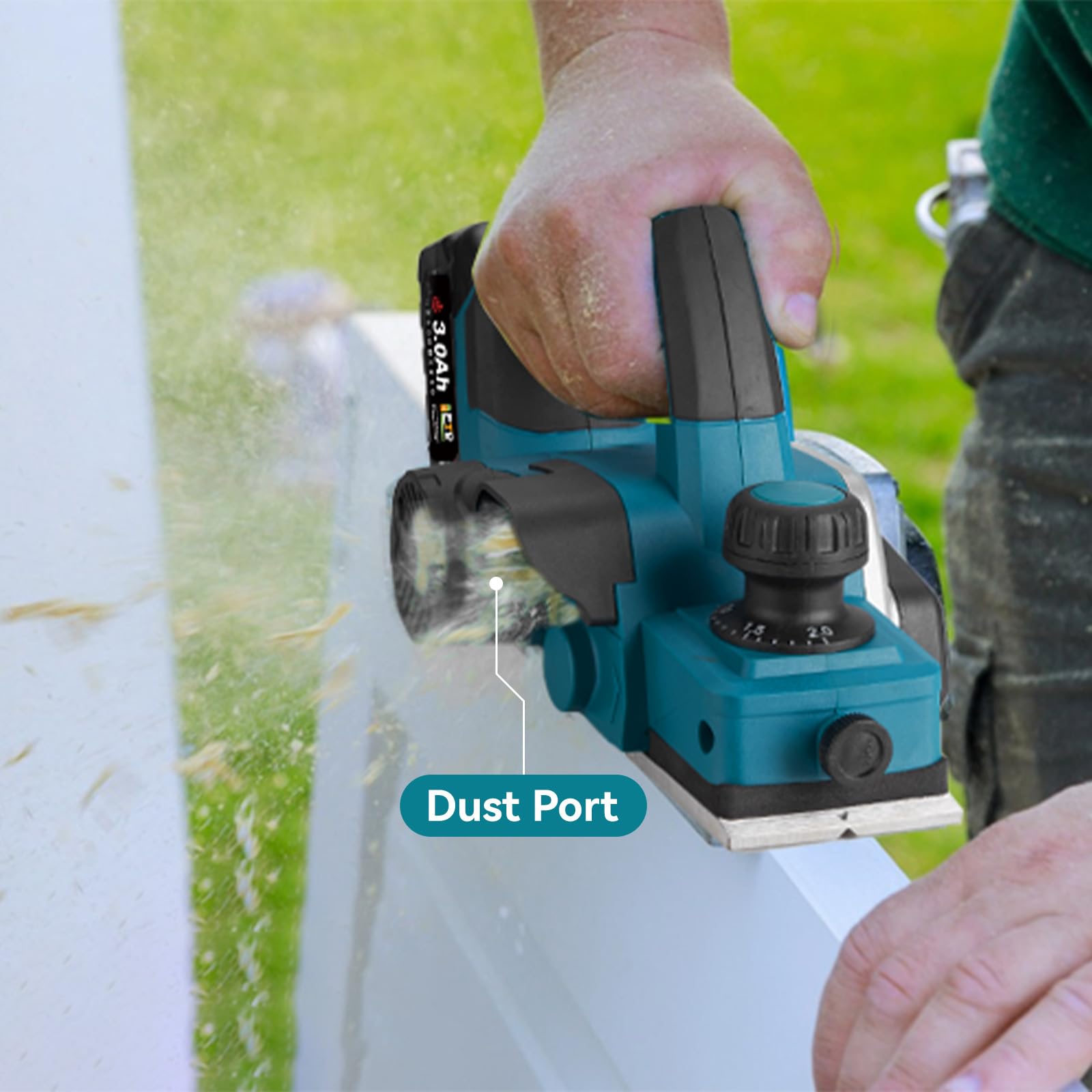 ONEVAN Akku-Hobel 82mm - Kabelloser Elektrohobel Mit 2x 3.0Ah Akkus | 15.000 U/min