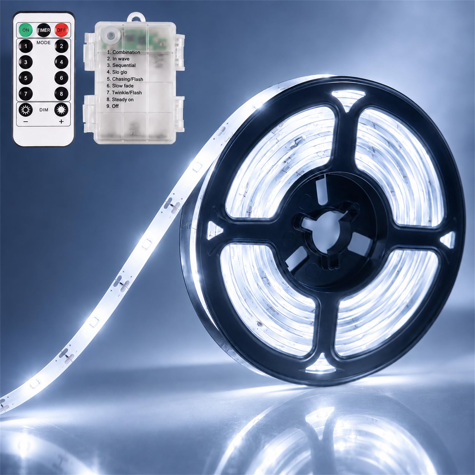 LED Streifen Batteriebetrieben,3M 8 Modi LED Strip Batteriebetrieben