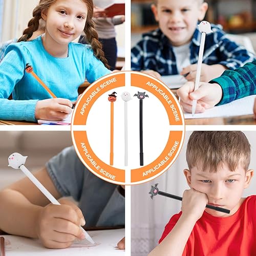 Miniatura 9 de STOBOK 6 bolígrafos de gel de Halloween, bolígrafos de personajes, bolígrafo de calabaza, bolígrafos estacionarios de Halloween para niños,