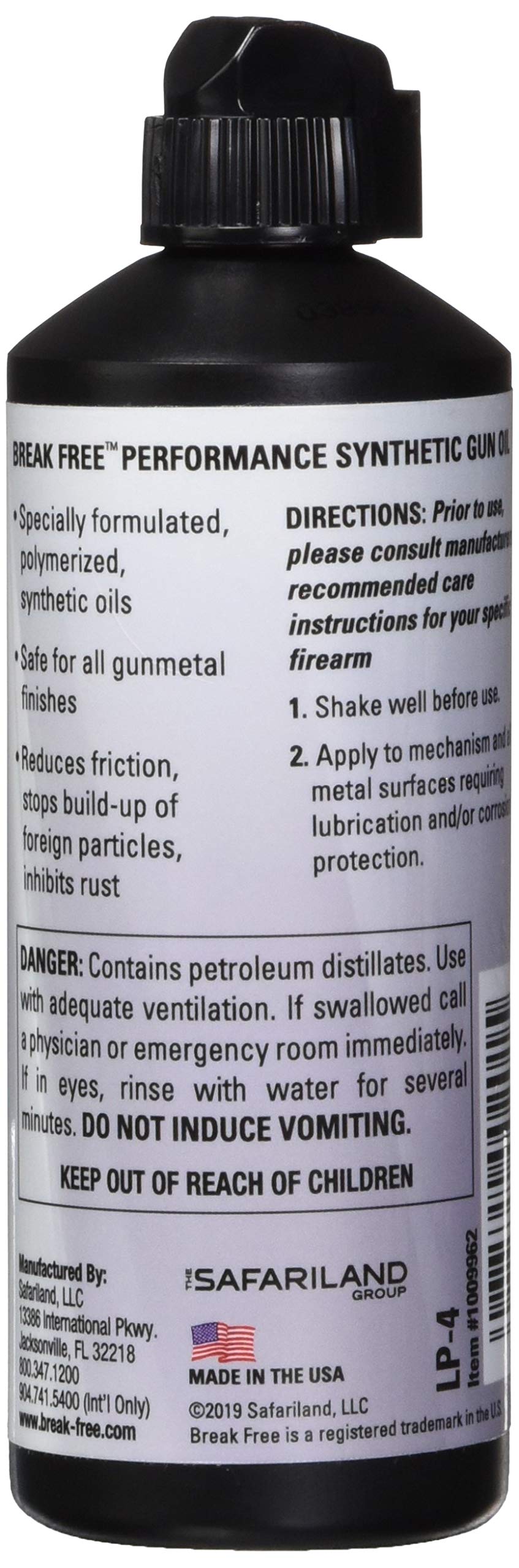 Break Free LP Lubricant and Preservative Performance Gun Oil, Squeeze Bottle, Synthetic Oil, 4 oz