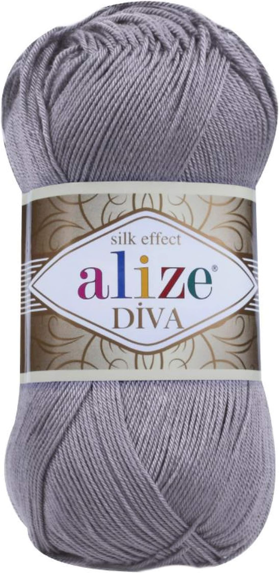 Diva Silky Effect 100% Microfiber Acrylic Yarn 1 Ball skeins 100gr 383yds Color (348 - Smoky)