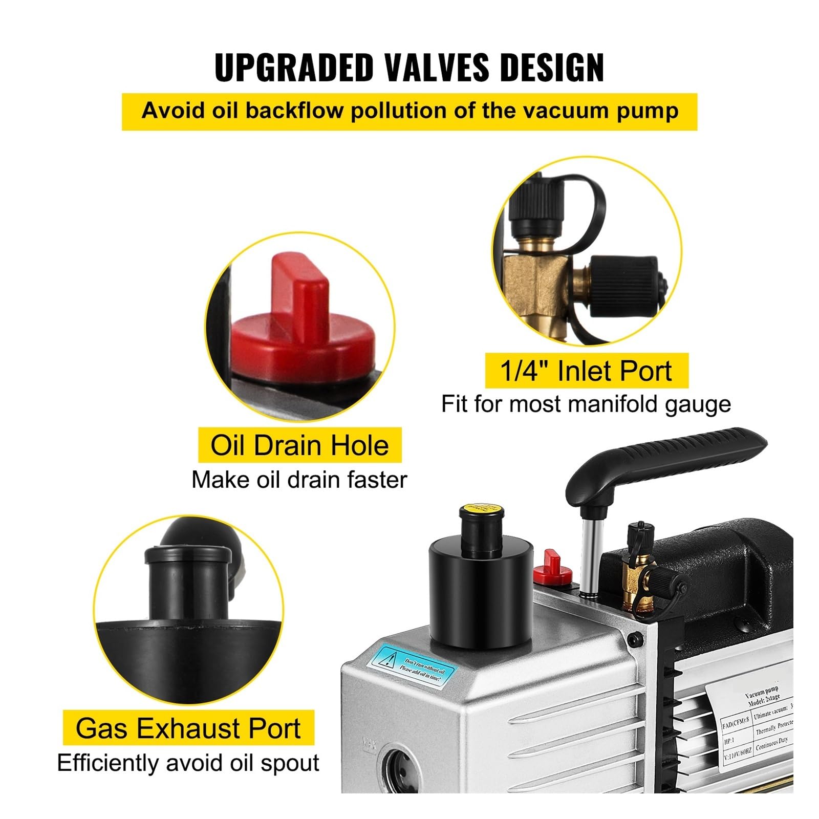 Vakuumpumpe, Vakuumpumpe, 1 PS, zweistufig, for HVAC, Drehschieber, Entgasung, Verarbeitung, Klimaanlage, automatische Klimaanlage, Kältemittel-Vakuumpumpe, 2-stufig,für HVAC/AUTO AC(10CFM 1HP)