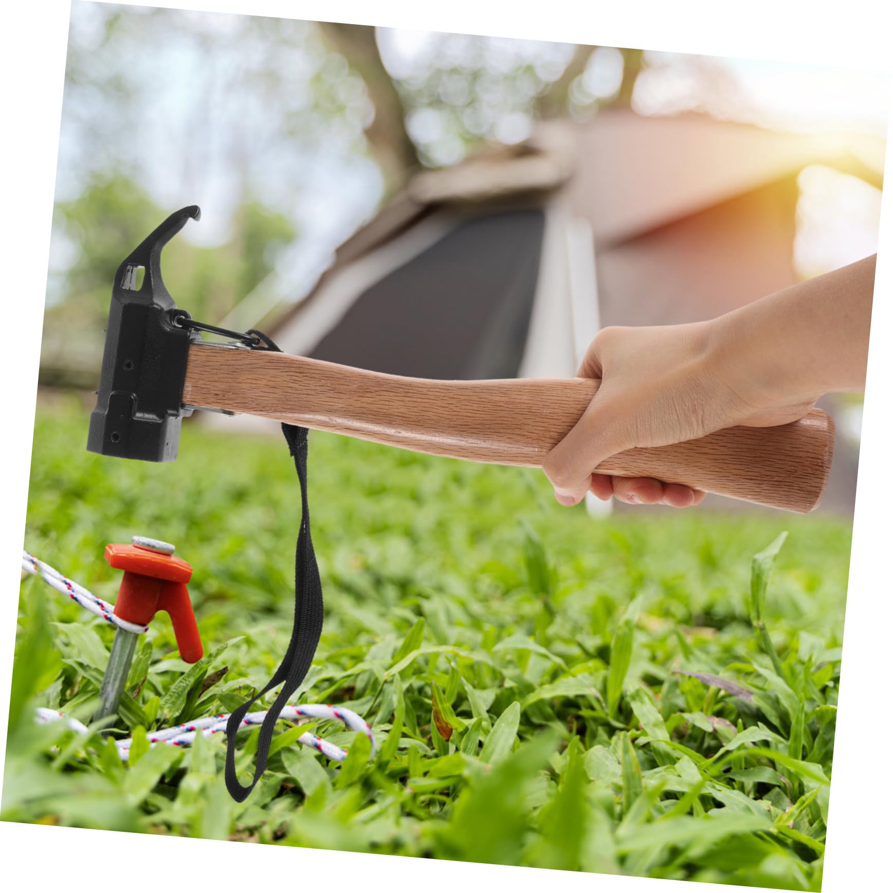Toddmomy Martello per Picchetti da Campeggio Leggero e Compatto con Estrattore Unghie Resistente Martello Multiuso per Tende Escursionismo e Backpacking Testa Antiscivolo per Installazione