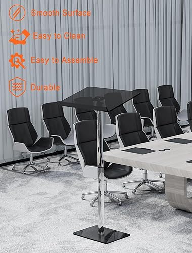 Miniatura 5 de HODLBIT Soporte de podio acrílico, púlpitos de 23.6 x 15.7 pulgadas para iglesias, ángulo ajustable, atriles y podios modernos grandes para aula,
