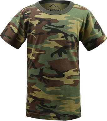 BACKBONE Kids Camouflage Short Sleeve TShirt for Boys and Girls, Outdoor Tee