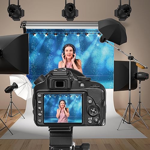 Miniatura 4 de Baocicco Fondo de escenario de 10 x 7 pies con foco azul para pista de baile, efecto de iluminación, fotografía, espectáculo de talentos,