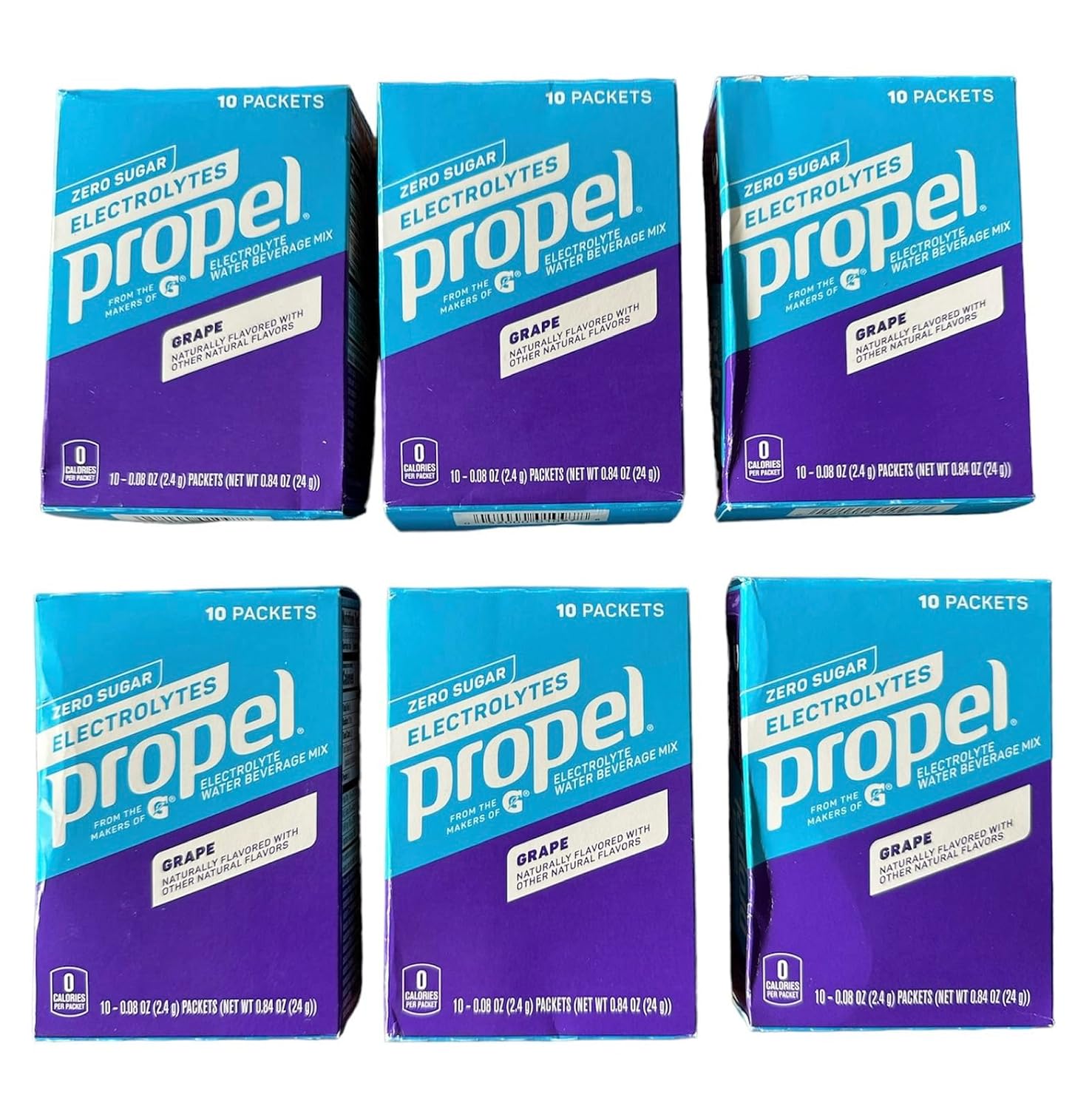 Gatorade Propel Zero Powder Packets Grape (10 Sticks) — Pack of 6
