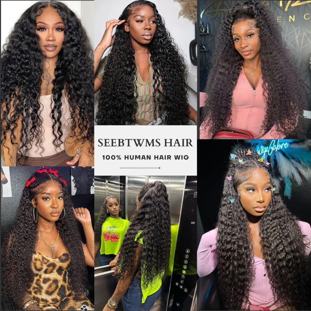 Amazon.com : SEEBTWMS 22 Inch Water Wave Lace Front Wigs  display picture 1