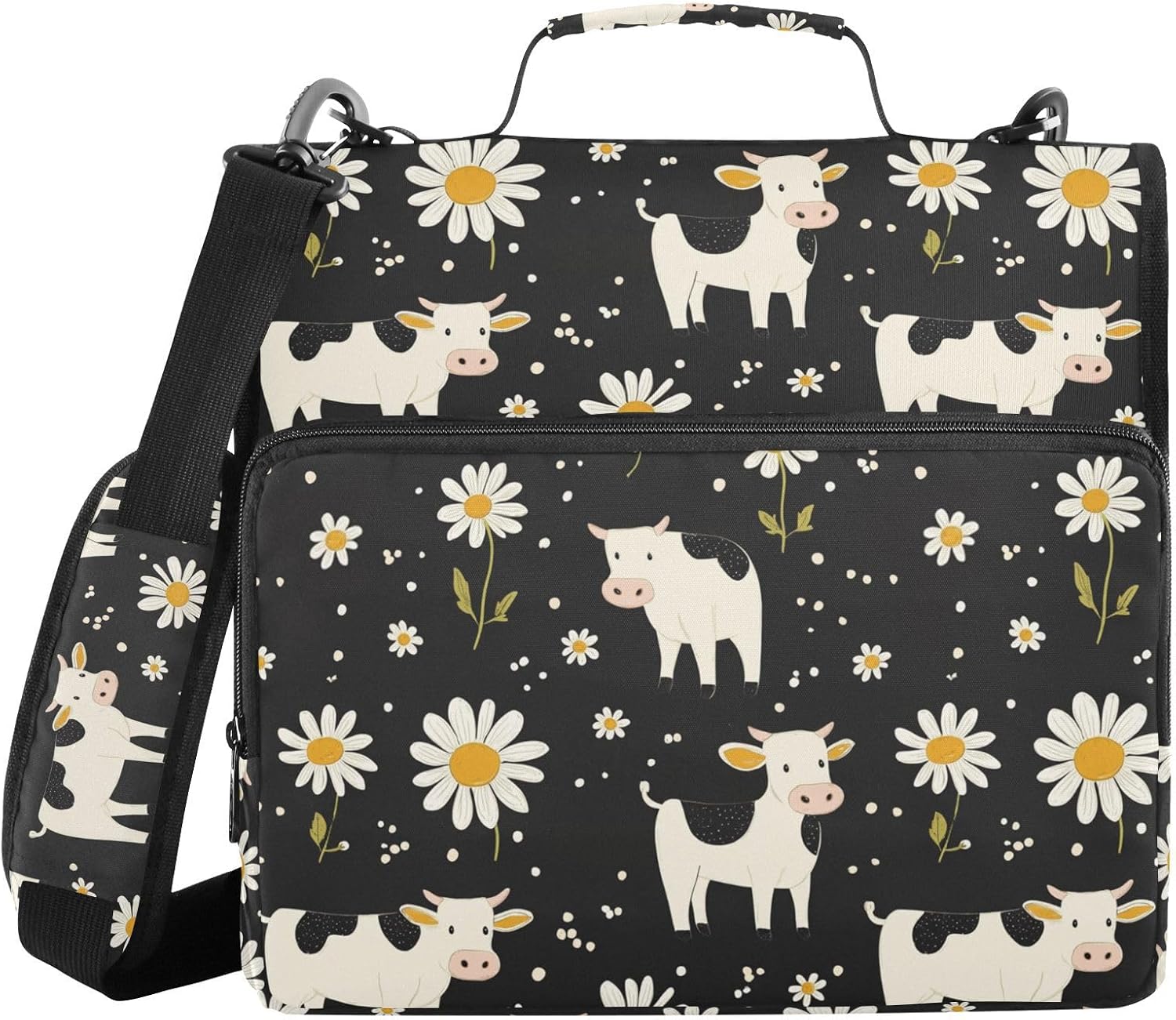 Green Bow Puppies Zipper Binder 3 Ring with Shoulder Strap 2 Inch Binder Holds 500 Sheets Trapper Keeper Zipper Binders Organizer for School Students Office