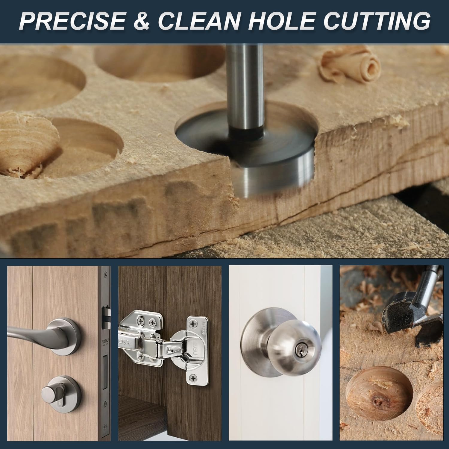Mèches Forstner Bois Set 5 Pièces 15-35 mm – Forets Bois pour Charnière Meuble – Perçage Précis Trou Fond Plat – Acier Carbone pour Perceuse et Perceuse à Colonne – Coffret de Rangement en Bois