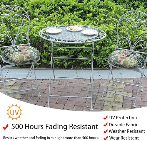 Miniatura 2 de Magpie Fabrics Cojines redondos de 15 pulgadas con lazos, juego de 2, impermeables, para todo tipo de clima, acolchado de 4 pulgadas de grosor, para