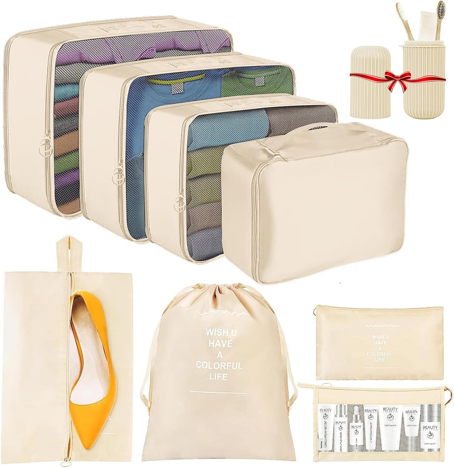 GUIFIER 7 Set Packing Cubes Laundry Pouch, Travel Storage