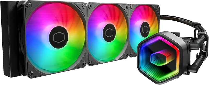 Enfriador líquido de CPU 360 Core II AIO, Infinity Mirror ARGB | Enfriador compatible con AMD AM5/AM4 e Intel LGA1851/1700, 360 mm, bomba de doble cámara, 3 ventiladores ARGB PWM de bajo ruido