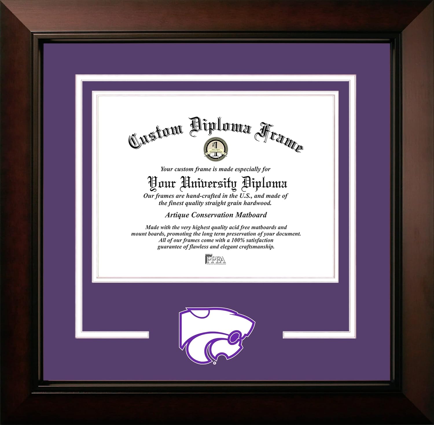 Campus Images Kansas State Wildcats 11w x 8.5h Legacy Black Cherry Spirit Logo Diploma Frame