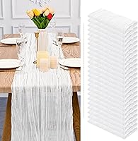 Vista 43 de Showgeous 10 Pack Baby Pink Cheesecloth Table Runner 10FT Long Semi-Sheer Gauze Table Runner Boho or Rustic Wedding Decor for Wedding Decor Arch
