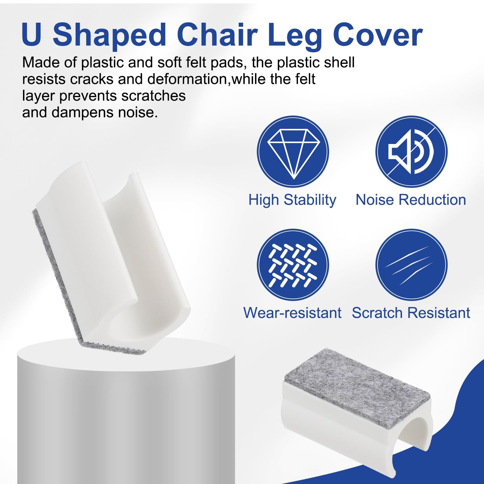 uxcell 6pcs Chair Leg Cover with Felt Pad, U Shaped Chair Tube Floor Protectors - Image 3