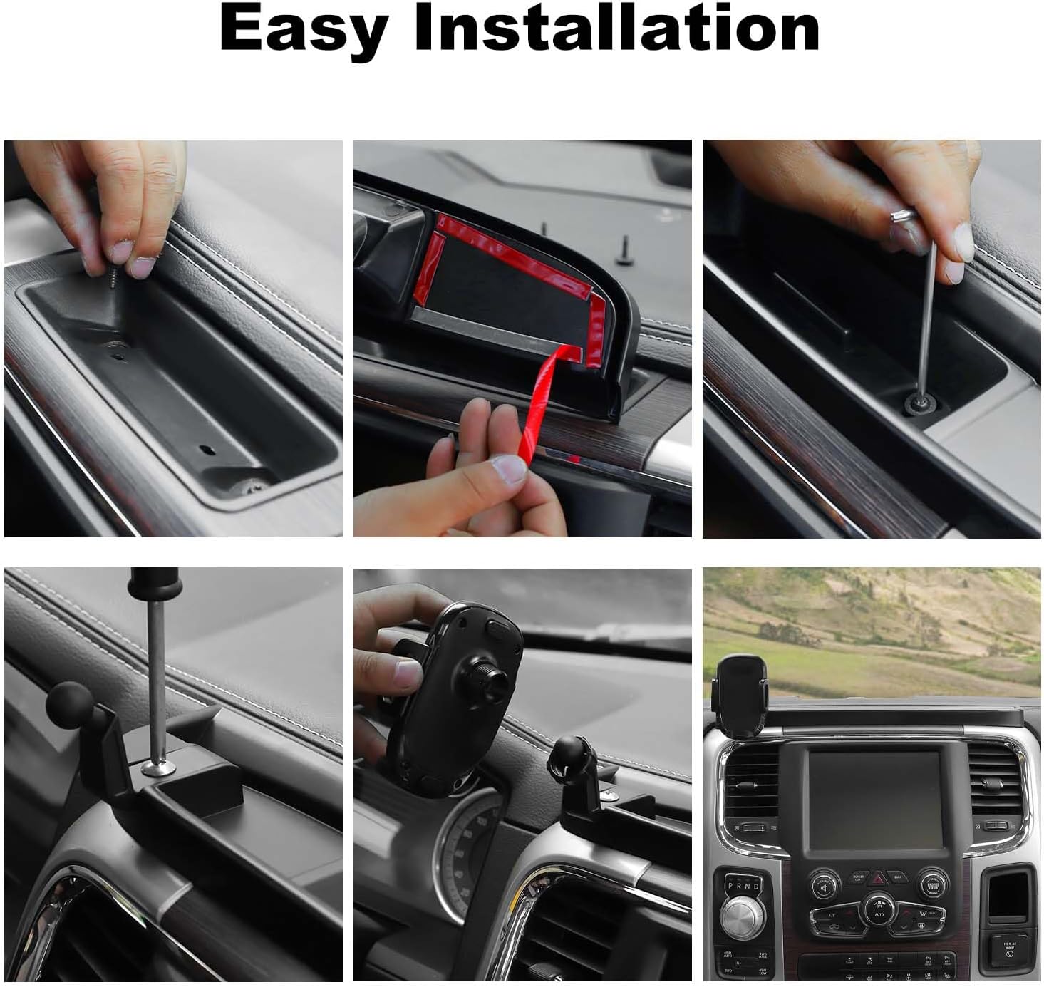 JWWY for RAM Phone Holder Mount Center Console Cell Phone Multi-Mount with Storage Tray for 2012-2017 Dodge RAM 1500 2500 3500 Accessories