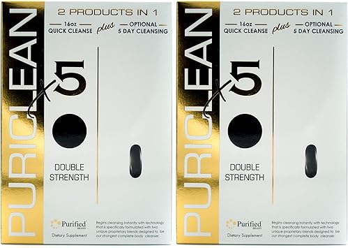 Puriclean X5 Complete Body Cleanser 2 in 1 Detox - Double Strength Cleansing - 5-Day Detoxifying to Flush Out Toxins- 20 Capsules + 1 Fast Softgel Pack of 2