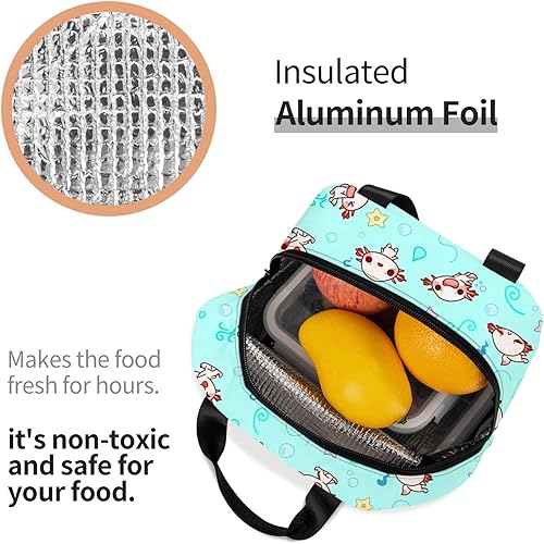 Miniatura 5 de Funacola Axolotl - Lonchera Kawaii con diseño de animales, reutilizable, aislada, para hombres, mujeres, adultos, trabajo, viajes, picnic