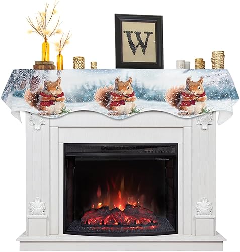 Miniatura 7 de Bufanda de Navidad a cuadros para chimenea, cubierta de bufanda para chimenea, estante superior, bufanda de corredor, rojo y verde, para invierno